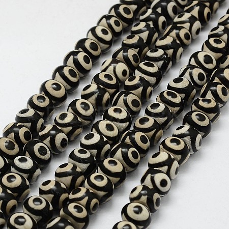 Tibetan Style 3-Eye dZi Beads Strands TDZI-G010-I03-1