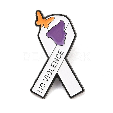 No Violence Awareness Ribbon Enamel Pins JEWB-C048-03C-EB-1