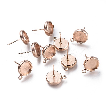 Ion Plating(IP) 304 Stainless Steel Stud Earring Settings STAS-I161-01C-RG-1
