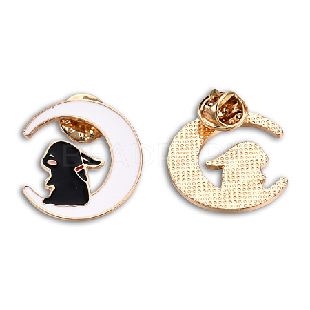 Moon with Rabbit Shape Enamel Pin JEWB-N007-198-1