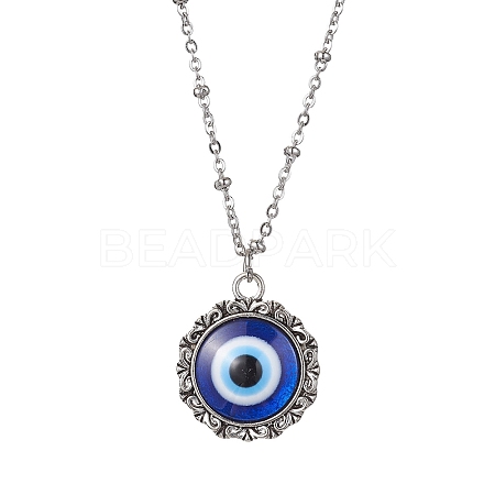 Evil Eye Resin Alloy Pendants Necklaces NJEW-JN04544-1