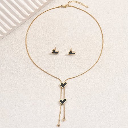 Stainless Steel Shell Heart Flower Fan Tassel Jewelry Set for Women XK7928-2-1