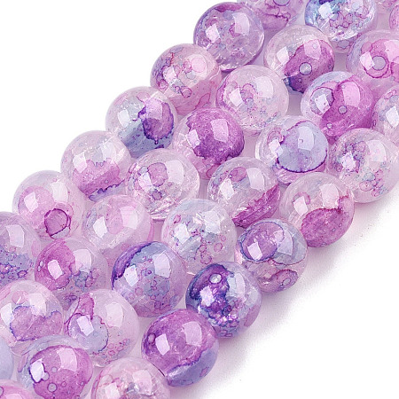 Baking Paint Crackle Glass Bead Strands DGLA-R053-03J-1-1