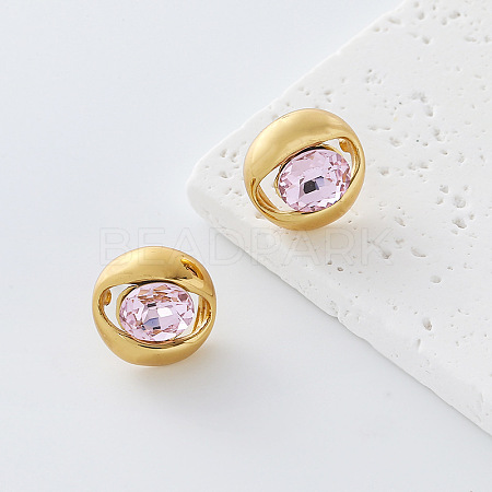 304 Stainless Steel Rhinestone Stud Earrings for Women OH3456-2-1