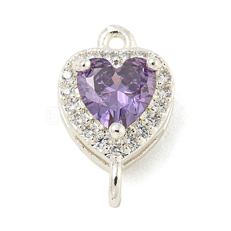 Brass Pave Cubic Zirconia Connector Charms KK-Z072-06S-07-1