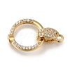 Brass Micro Pave Clear Cubic Zirconia Fold Over Clasps KK-H480-28G-1