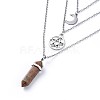 Bullet Natural & Synthetic Gemstone Pendant Tiered Necklaces NJEW-JN02457-3