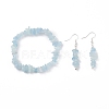 Natural Aquamarine Chips Beaded Jewelry Set SJEW-JS01232-07-1