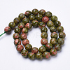 Natural Unakite Beads Strands G-S281-14-10mm-2