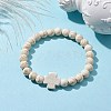 8mm Synthetic Magnesite Round Beaded Stretch Bracelets BJEW-JB10301-2