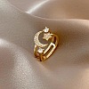 Brass Micro Pave Clear Cubic Zirconia Open Cuff Rings for Women FS-WGCF28E-01-1