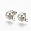 Non-Tarnish 201 Stainless Steel Stud Earring Findings STAS-Q225-16A-6mm-1