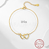 Interlocking Heart 925 Sterling Silver Link Bracelets AX0122-2