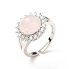 Natural Rose Quartz Adjustable Rings RJEW-P043-02P-24-4