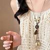 Chinese Style Porcelain & Alloy & Wood Leaf Pendant Adjustable Waxed Cord Long Necklaces for Women WG8DC5B-01-4