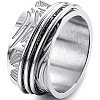 Retro Rotatable 304 Stainless Steel Finger Rings FS-WG84C22-01-1