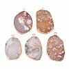 Natural Cherry Blossom Agate Pendants G-N326-125-03LG-1