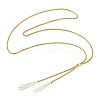 Adjustable Electroplate Shell Pearl Teardrop Tassel 304 Stainless Steel Box Chain Slider Lariat Necklaces for Women NJEW-JN06021-2