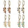 Leaf 304 Stainless Steel Enamel Leverback Earrings EJEW-JE06261-2
