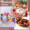 Spray Painted Round Natural Schima Wood Beads WOOD-PA0001-81C-02-5