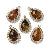 Natural Tiger Eye Faceted Teardrop Pendants G-I375-01G-21-1