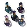Natural Fluorite Heart Perfume Bottle Pendants G-A026-09-1