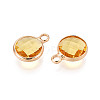 Golden Tone Brass Glass Charms GLAA-ZX008-24F-G-2