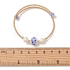 Handmade Porcelain & Natural Cultured Freshwater Pearl & Non-magnetic Synthetic Hematite Beaded Cuff Bangles for Women BJEW-JB14019-4