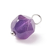 Faceted Natural Amethyst  Pendants PALLOY-JF01694-03-3
