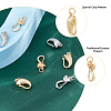12Pcs 4 Styles Rack Plating Brass Hook Clasps KK-FH0005-43-4
