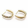 Brass Micro Pave Colorful Cubic Zirconia Hoop Earrings EJEW-S208-062-3