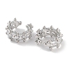 Fence Brass Micro Pave Cubic Zirconia Cuff Earrings for Women EJEW-E310-14P-2