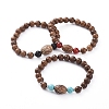 Unisex Wood Beads Stretch Bracelets BJEW-JB04958-1