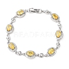 Oval Brass Micro Pave Cubic Zirconia Link Chain Bracelets for Women BJEW-D387-04P-04-4