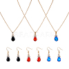 3 Sets 3 Colors Rhinestone Teardrop Dangle Earrings & Pendant Necklace SJEW-FI0001-27-1