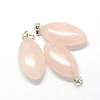 Horse Eye Natural Rose Quartz Pendants G-Q363-17-2