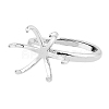 Adjustable Rhodium Plated 925 Sterling Silver Ring Findings STER-WH0019-03P-1