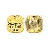 Hammered Square Carved Word Dreaming of the Sea Tibetan Style X-PALLOY-A15333-AG-NF-1