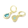 Teardrop Real 18K Gold Plated Brass Dangle Leverback Earrings EJEW-L268-026G-01-2