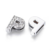 Alloy Initial Slide Charms with Grade A Rhinestones ALRI-R032-P-FF-2