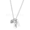 Valentine's Day Alloy and 201 Stainless Steel Word Love Pendants Necklace NJEW-JN04693-2