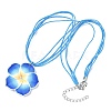 Flower Polymer Clay with Wax Cord Pendant Necklaces & Dangle Earrings Sets FS-WG2CAA9-02-3