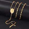 Rosary Bead Necklace with Crucifix Cross NJEW-L450-10G-2