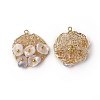 Electroplated Pearl Pendants PEAR-G009-02G-2