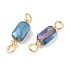Electroplate Glass Faceted Rectangle Connector Charms KK-C097-05G-05-2