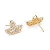 Leaf Sparkling Cubic Zirconia Stud Earrings for Girl Women EJEW-H126-23G-2