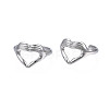 Non-Tarnish 304 Stainless Steel Heart Gesture Open Cuff Ring for Women RJEW-S405-260P-1