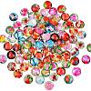 100Pcs Flower Printed Glass Cabochons GGLA-SZ0001-19-1