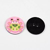2-Hole Flat Round with Ladybird Pattern Acrylic Buttons BUTT-F055-06B-2