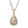 Natural Paua Shell Pendant Necklaces NJEW-JN05141-04-2